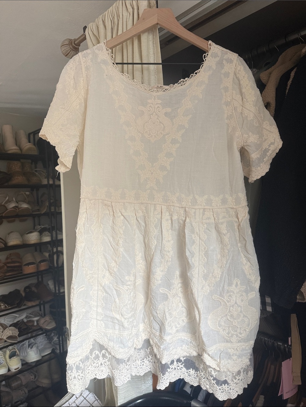 Cream Embroidered Boho dress